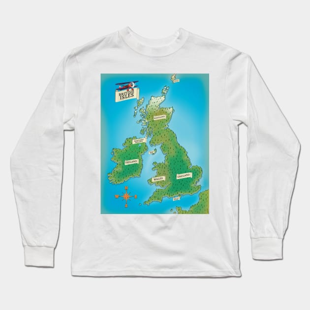 Map of the British Isles Long Sleeve T-Shirt by nickemporium1